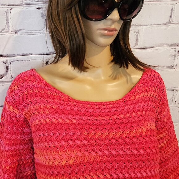 Designer - ST. JOHN Gorgeous 100% cotton pink/red/orange cable knit sweater - Picture 5 of 10